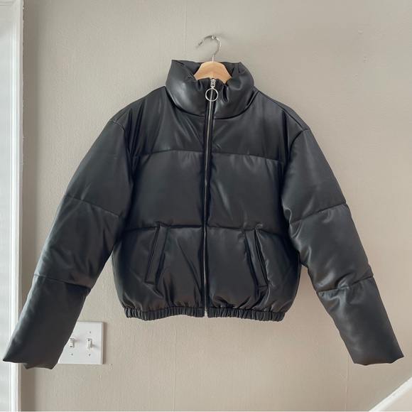 NWT Truth by Republic Faux Leather Puffer Jacket - Picture 2 of 10